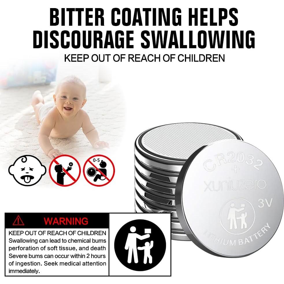 Baterías de Litio CR2032 3V XUNIUZERO - Paquete de 12 Unidades