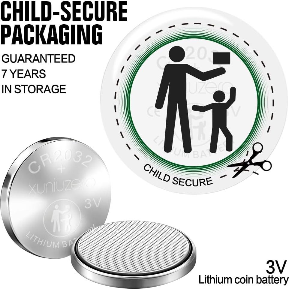 Baterías de Litio CR2032 3V XUNIUZERO - Paquete de 12 Unidades
