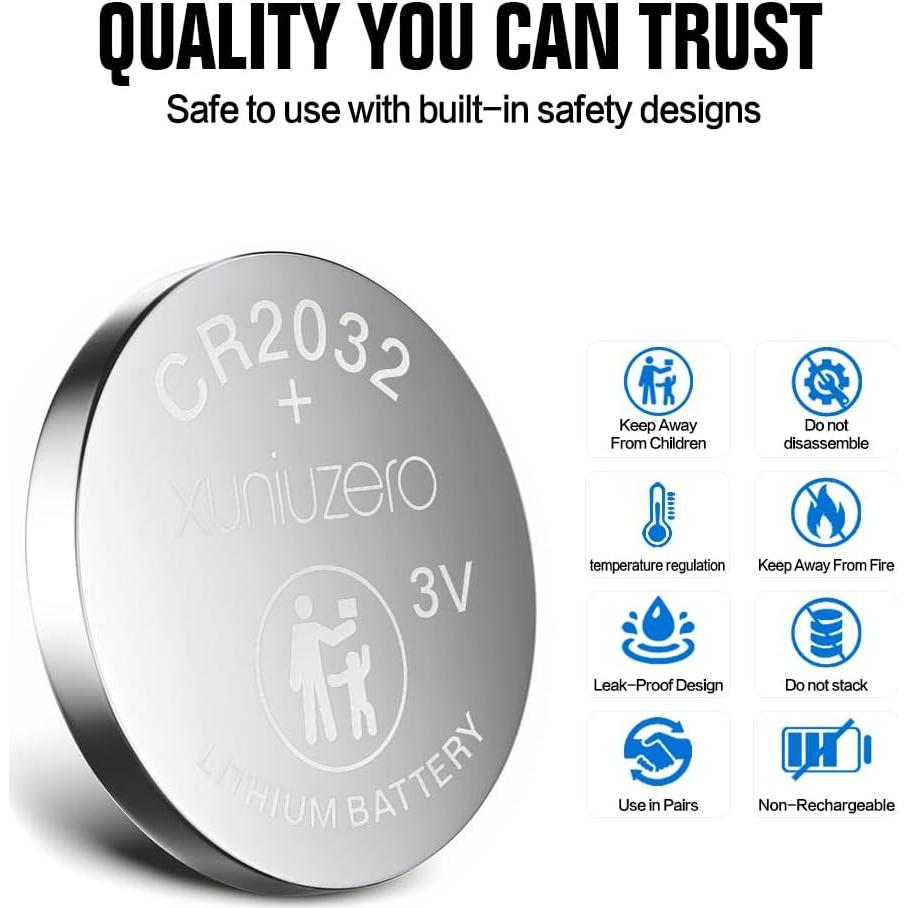 Baterías de Litio CR2032 3V XUNIUZERO - Paquete de 12 Unidades