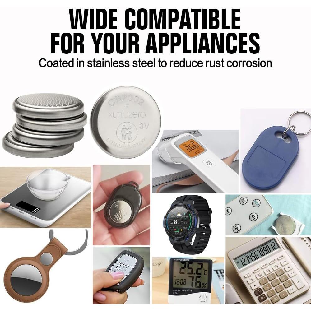 Baterías de Litio CR2032 3V XUNIUZERO - Paquete de 12 Unidades