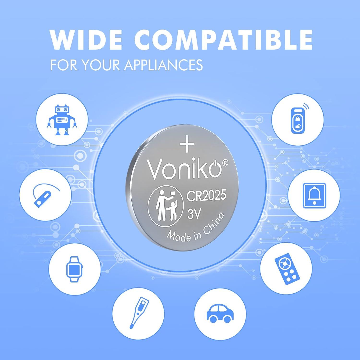 Baterías de Litio Voniko CR2025 3V Paquete de 5 - Seguridad Infantil