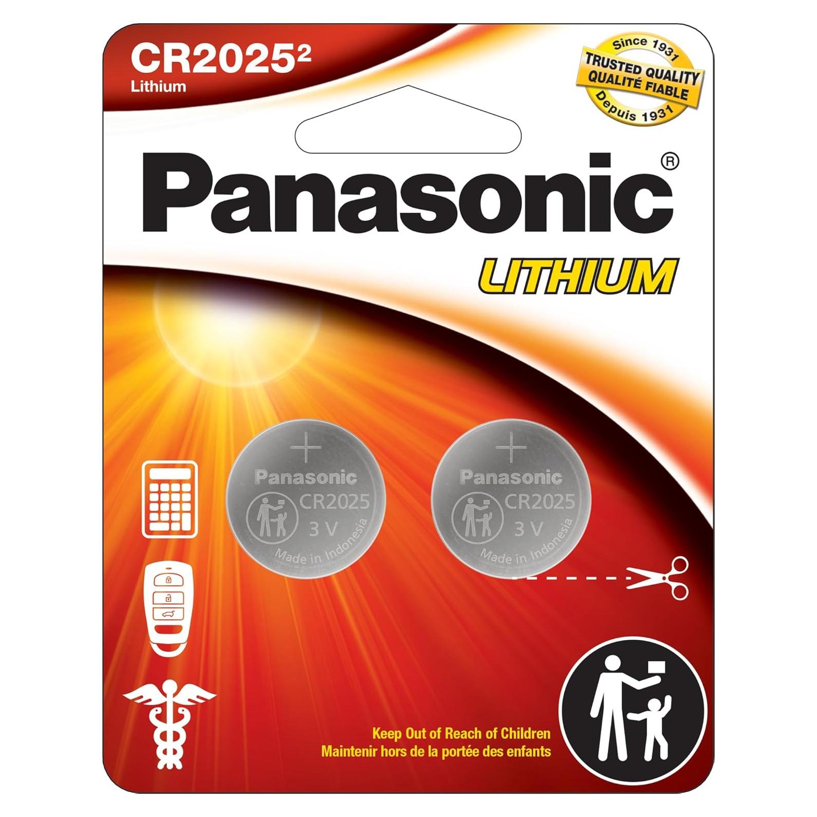 Baterías de Litio Panasonic CR2025 3V - Paquete de 2 Unidades