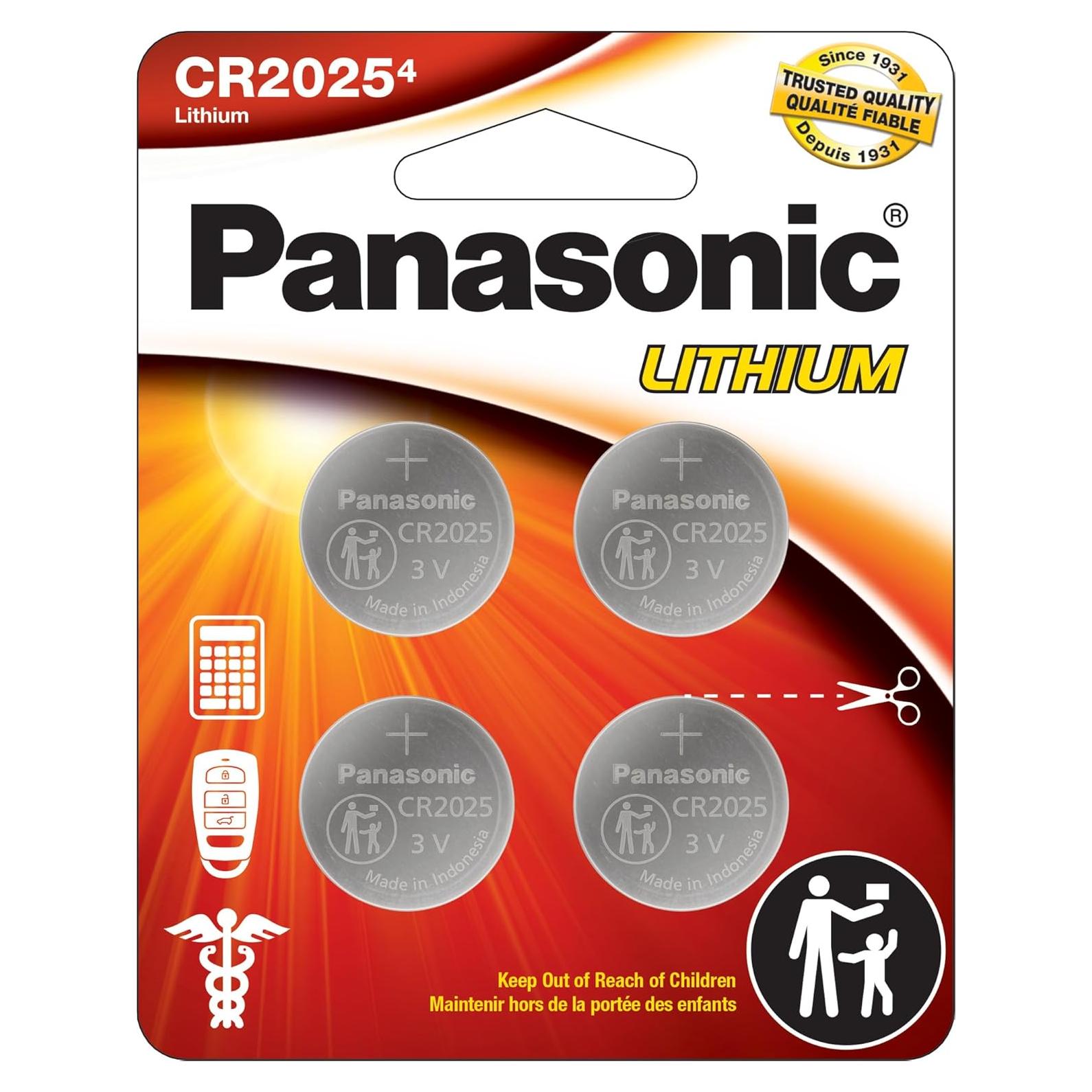 Baterías de Litio Panasonic CR2025 3V - Paquete de 4 Unidades