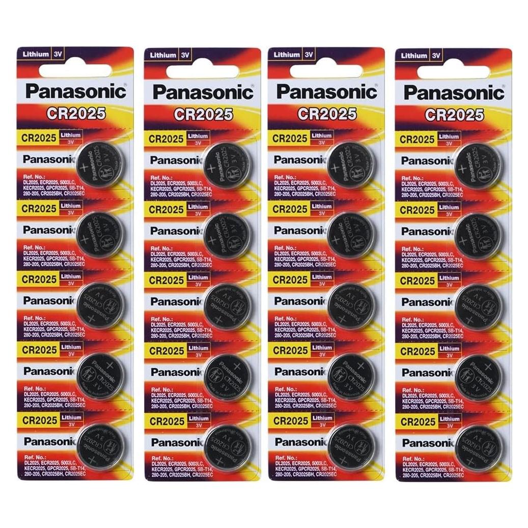 Batería de Litio Panasonic CR2025 3V - 20 Unidades