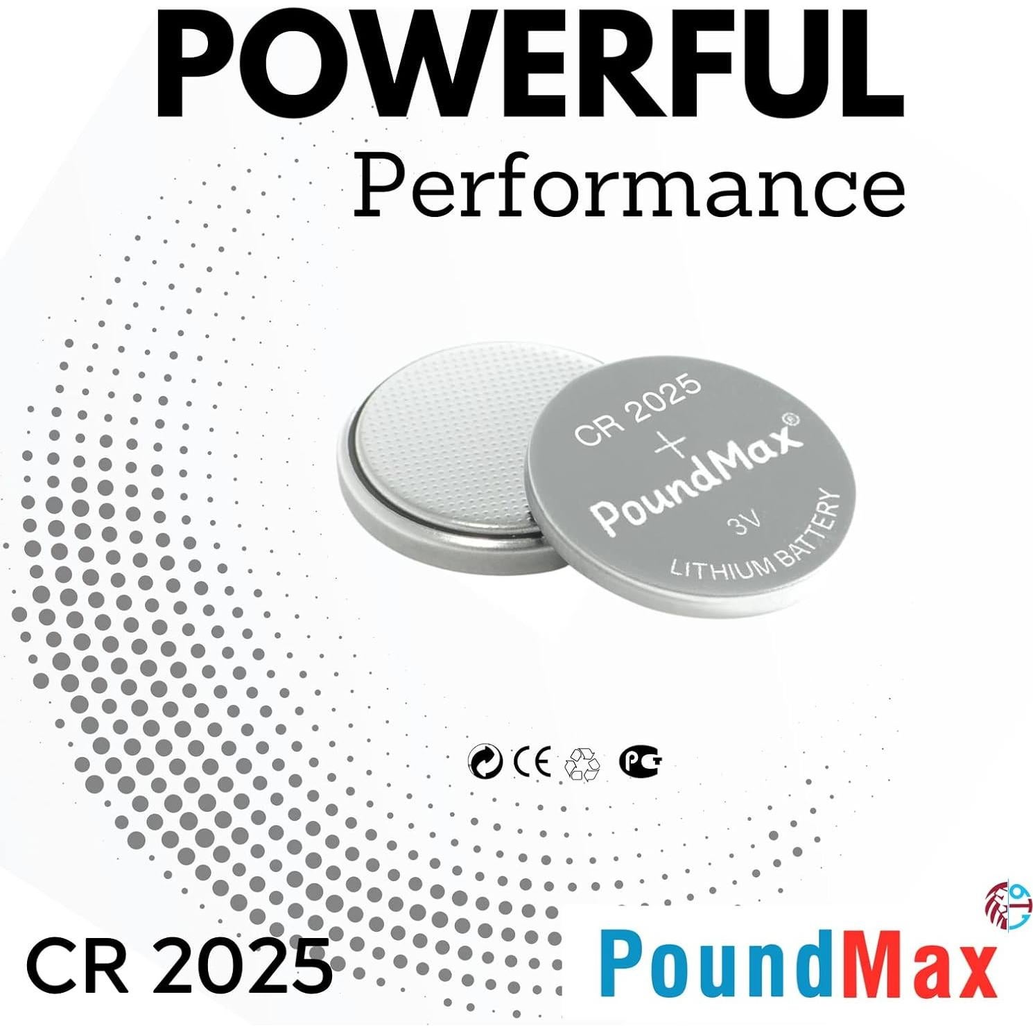 Pilas de botón de litio PoundMax CR2025 3V - 5 unidades