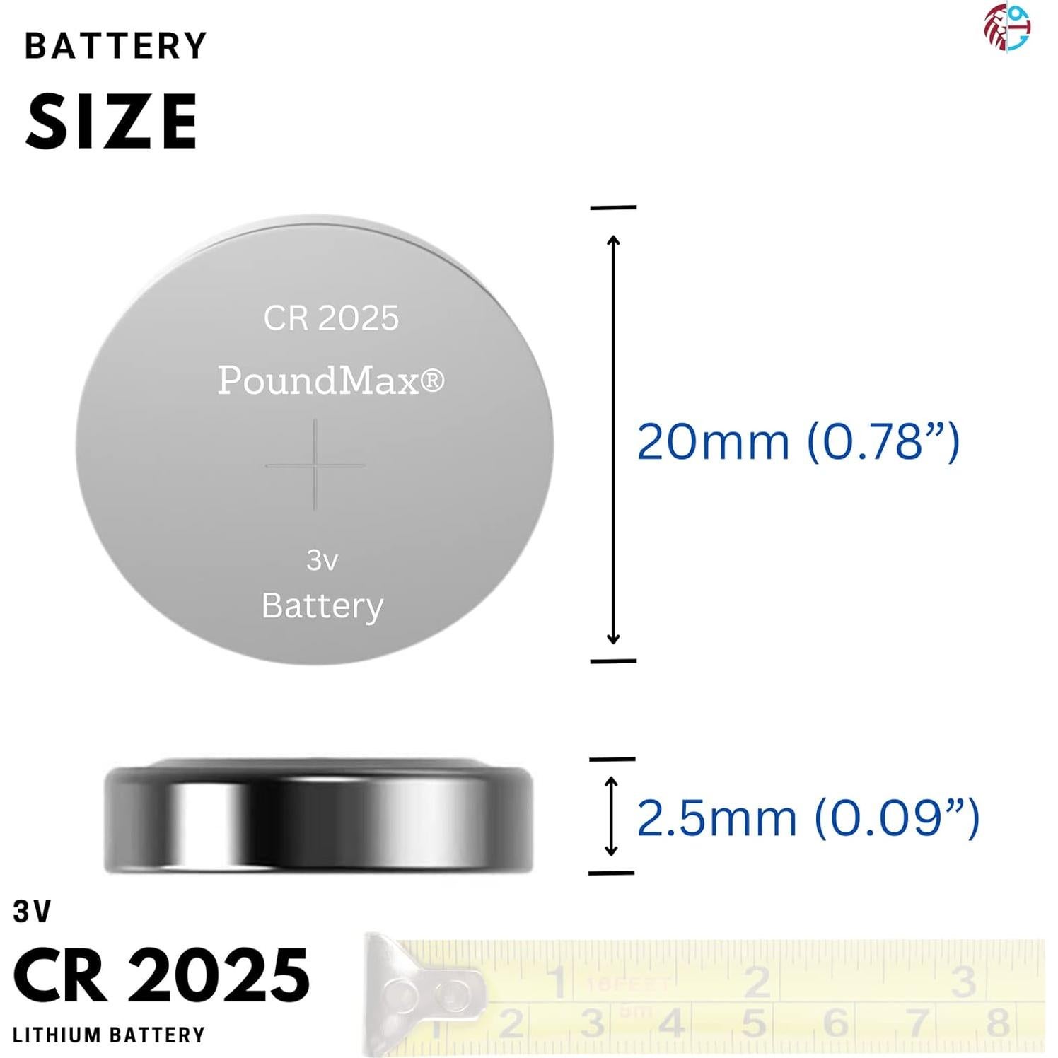 Pilas de botón de litio PoundMax CR2025 3V - 5 unidades