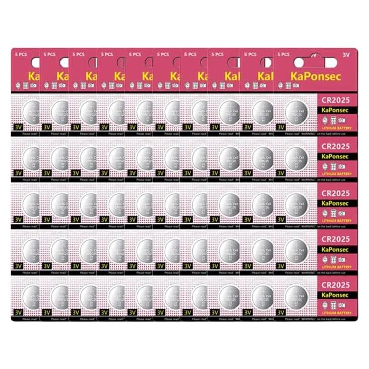 Batería de Litio CR2025 KaPonsec 3V - 50 Paquetes