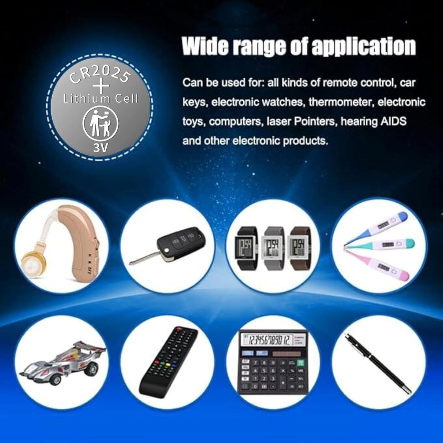 100 Baterías de Botón CR2025 QLQXQTy 3V Litio a Prueba de Fugas