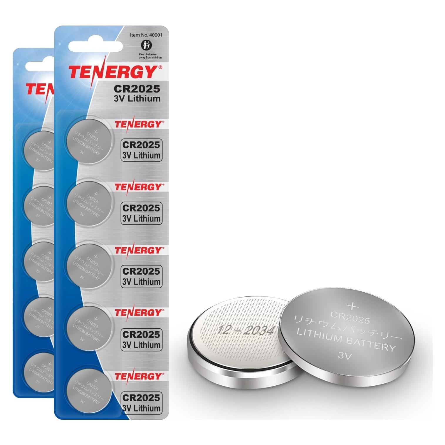 Baterías de Litio Tenergy CR2025 - Paquete de 10 Unidades