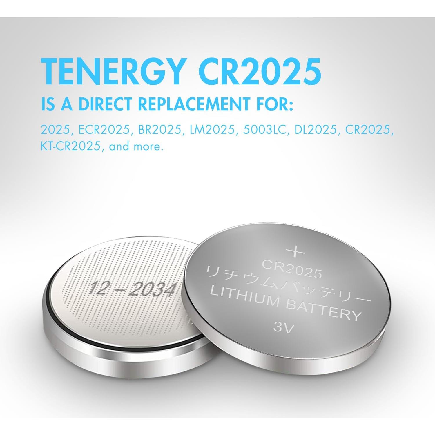 Baterías de Litio Tenergy CR2025 - Paquete de 10 Unidades