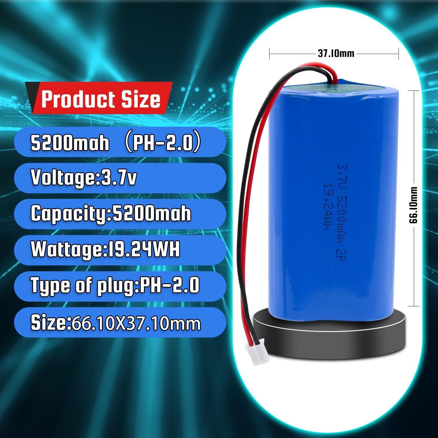 Batería recargable 3.7V 5200mAh YTKavq con conector PH2.0