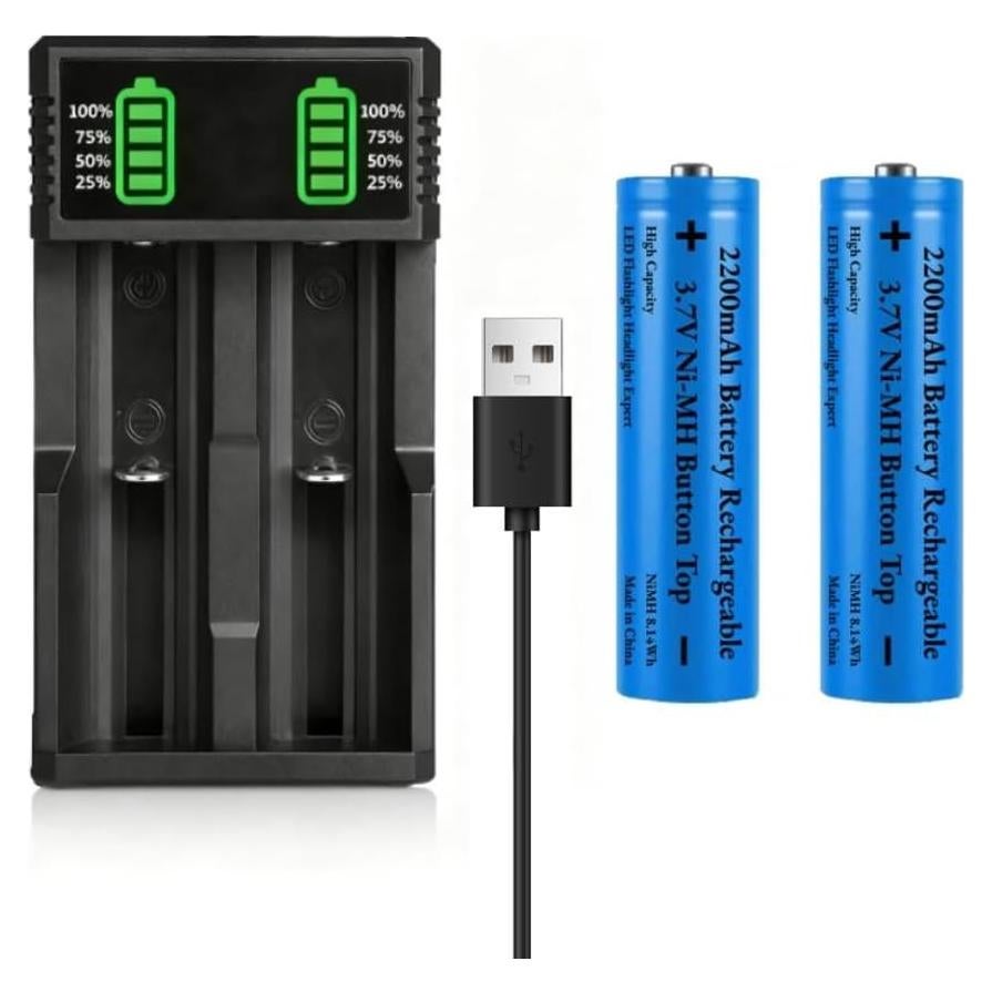 Cargador de Batería Universal 18650 con 2 Baterías 2200mAh