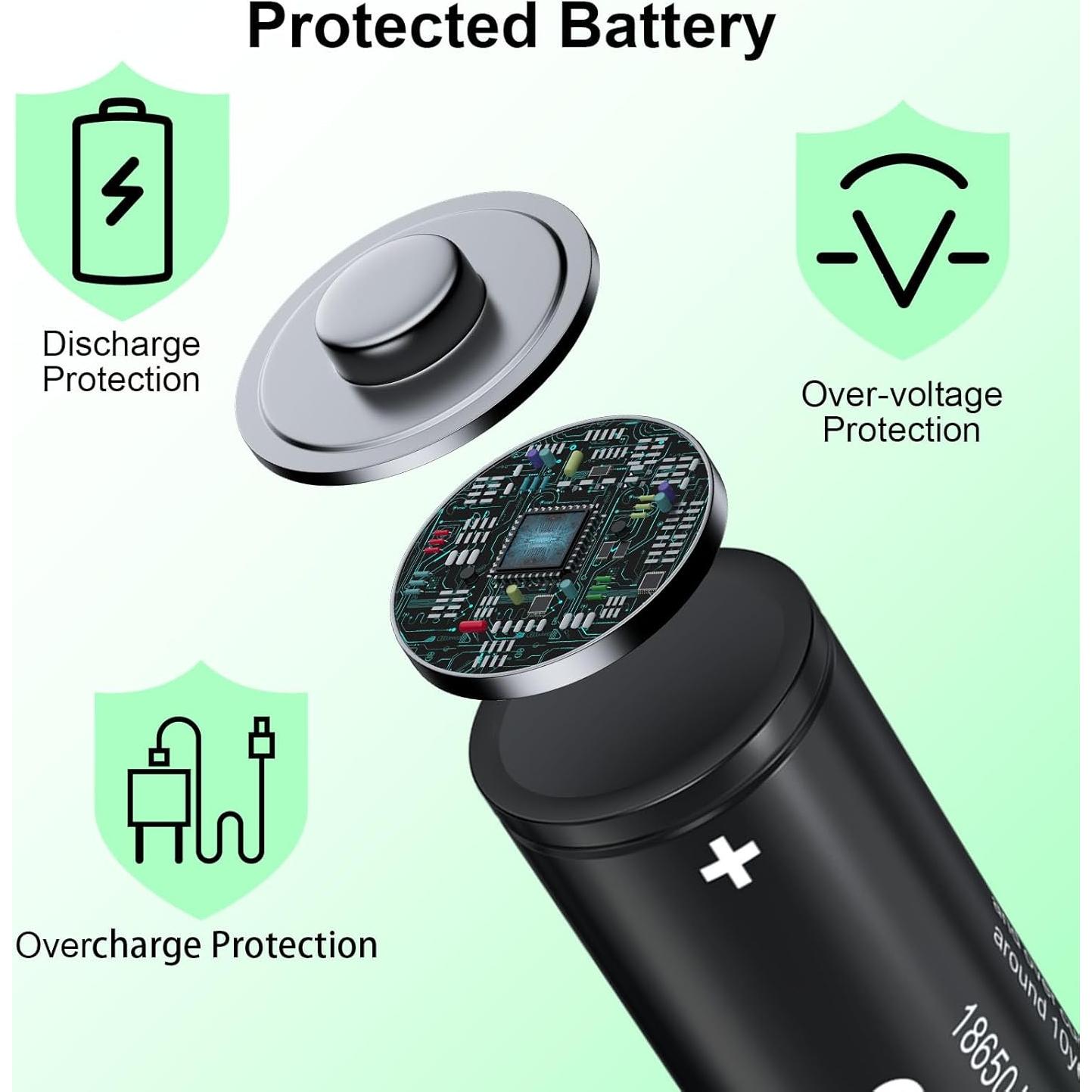 Batería Recargable 18650 9900mAh PAOWANG Pack de 4