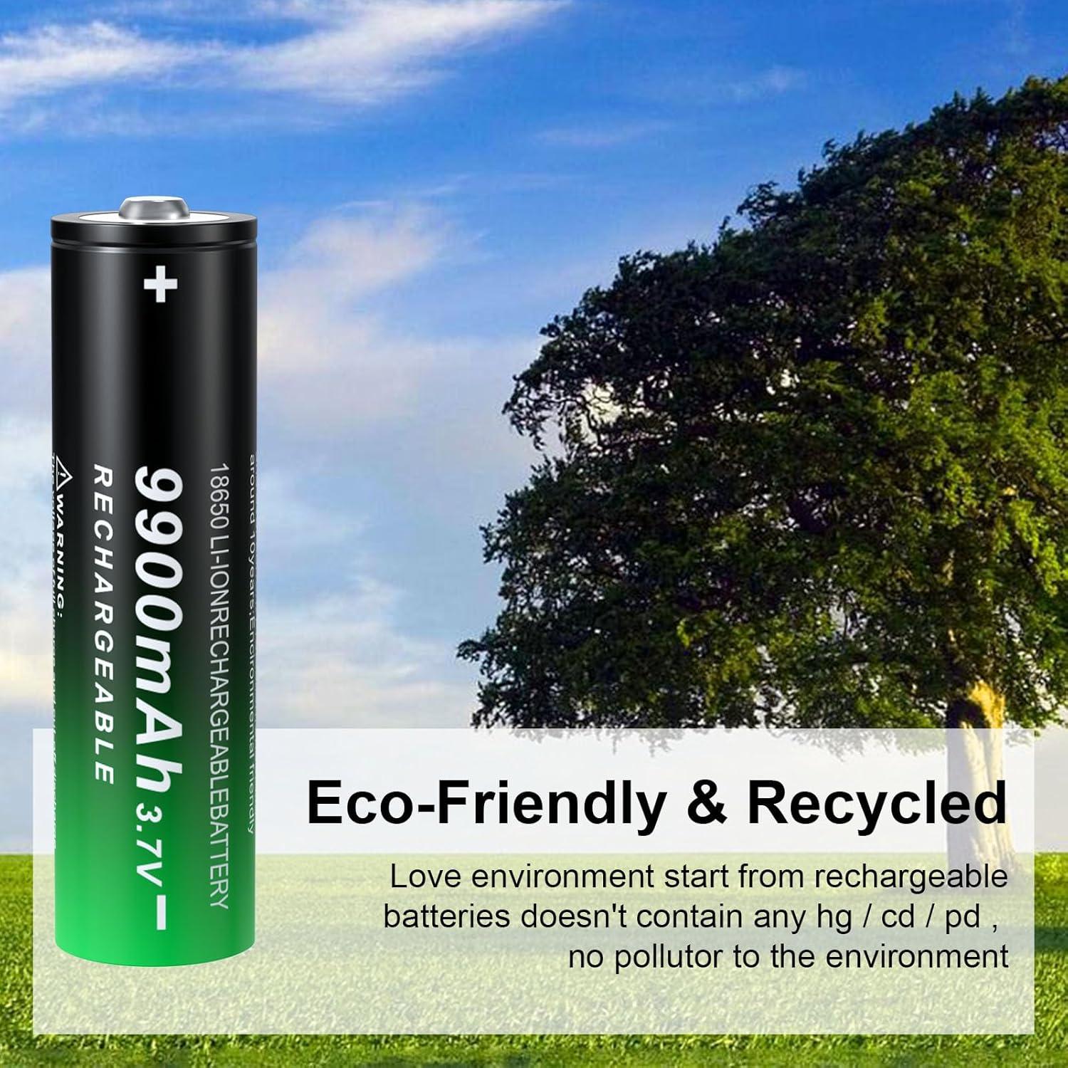 Batería Recargable 18650 9900mAh PAOWANG Pack de 4