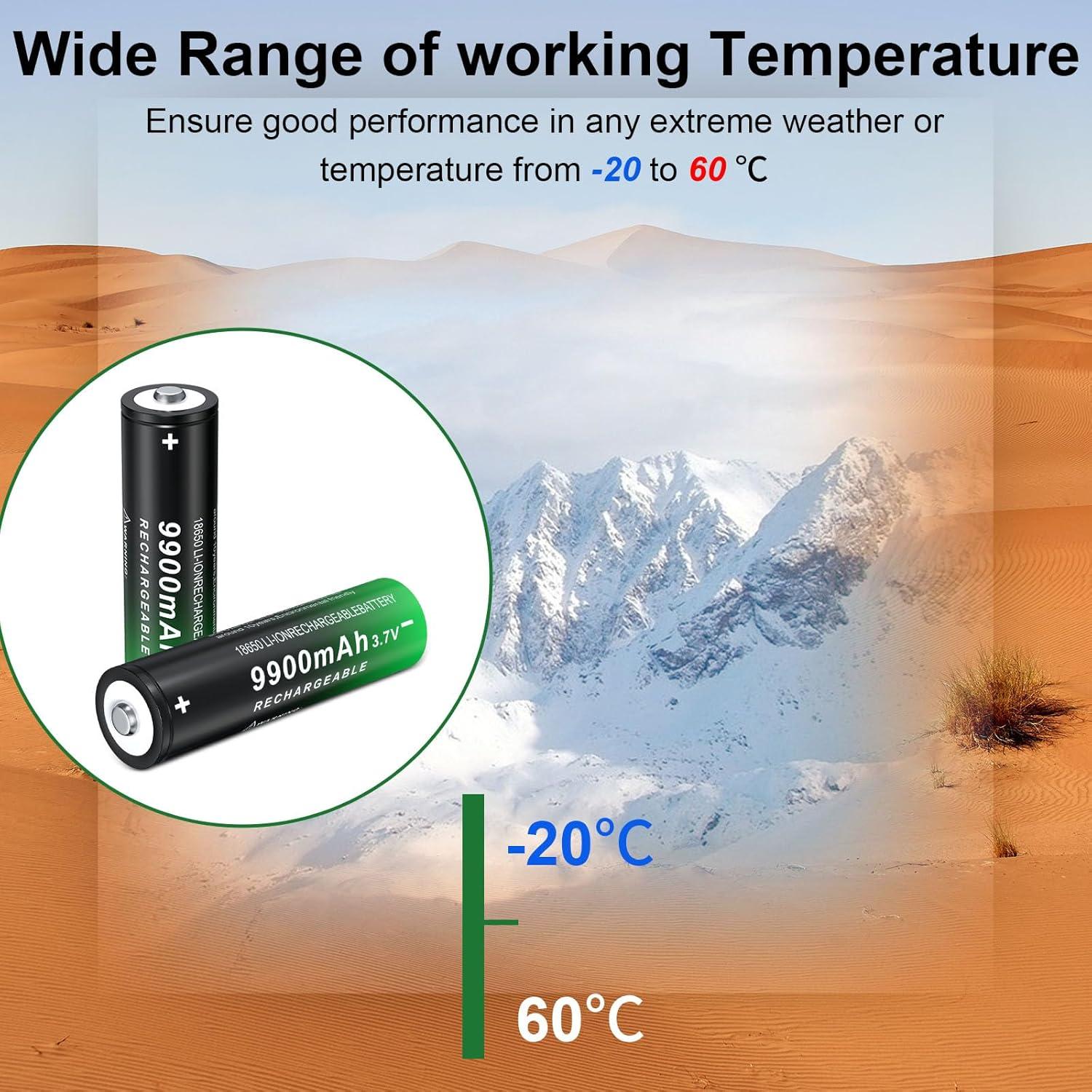 Batería Recargable 18650 9900mAh PAOWANG Pack de 4