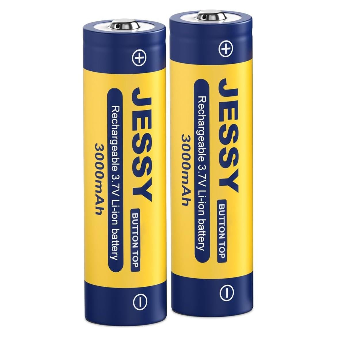Batería Recargable JESSY 18650 3000mAh 3.7V Botón Superior 2 Pzas