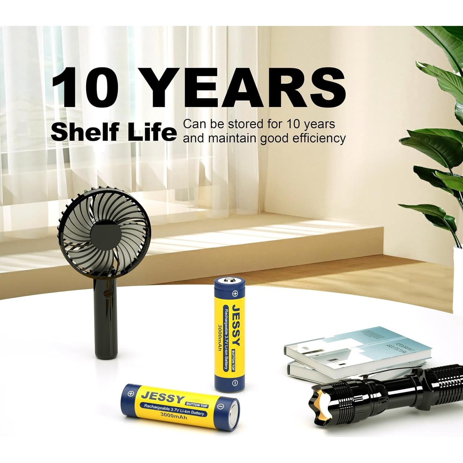 Batería Recargable JESSY 18650 3000mAh 3.7V Botón Superior 2 Pzas