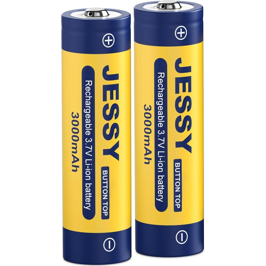 Batería Recargable JESSY 18650 3000mAh 3.7V Botón Superior 2 Pzas