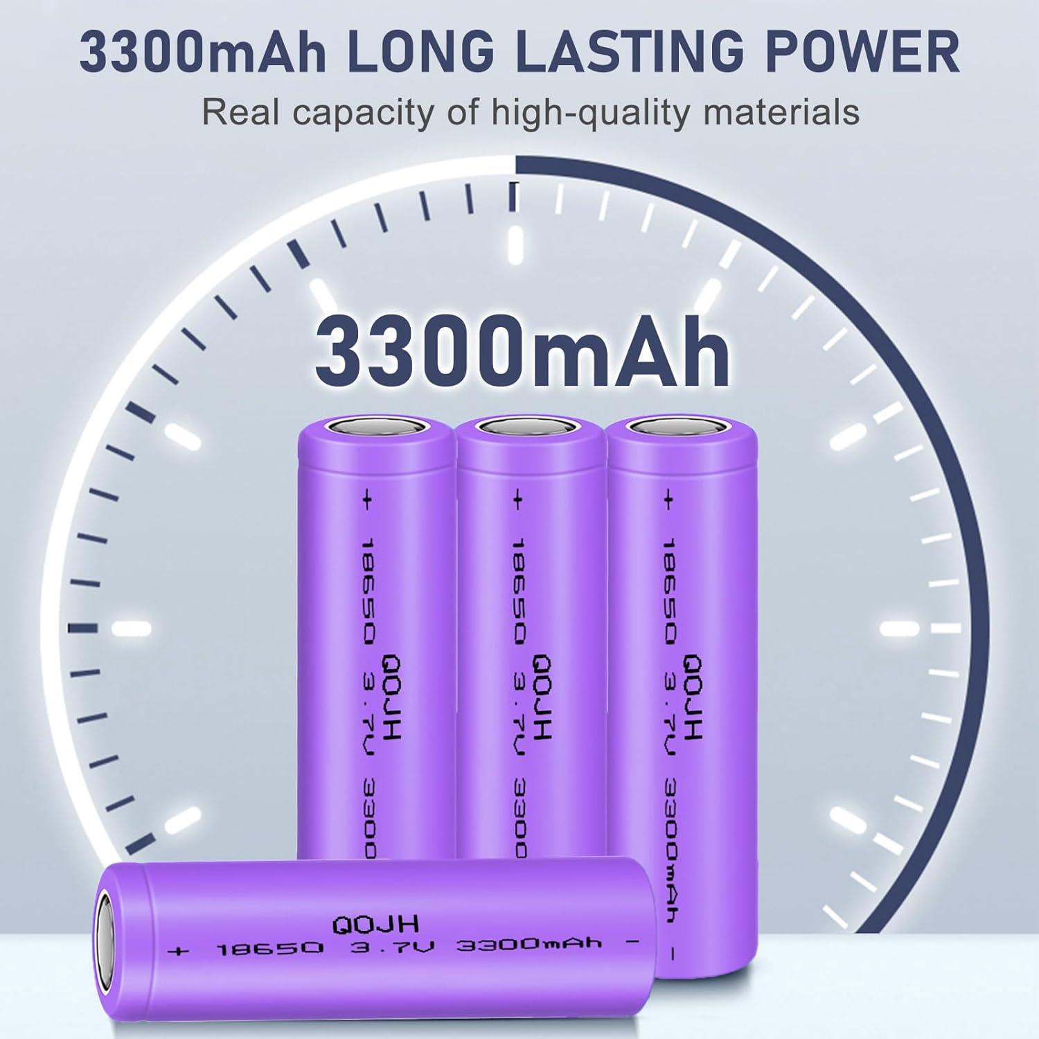 Batería recargable 18650 QOJH 3.7V 3300mAh para linternas LED
