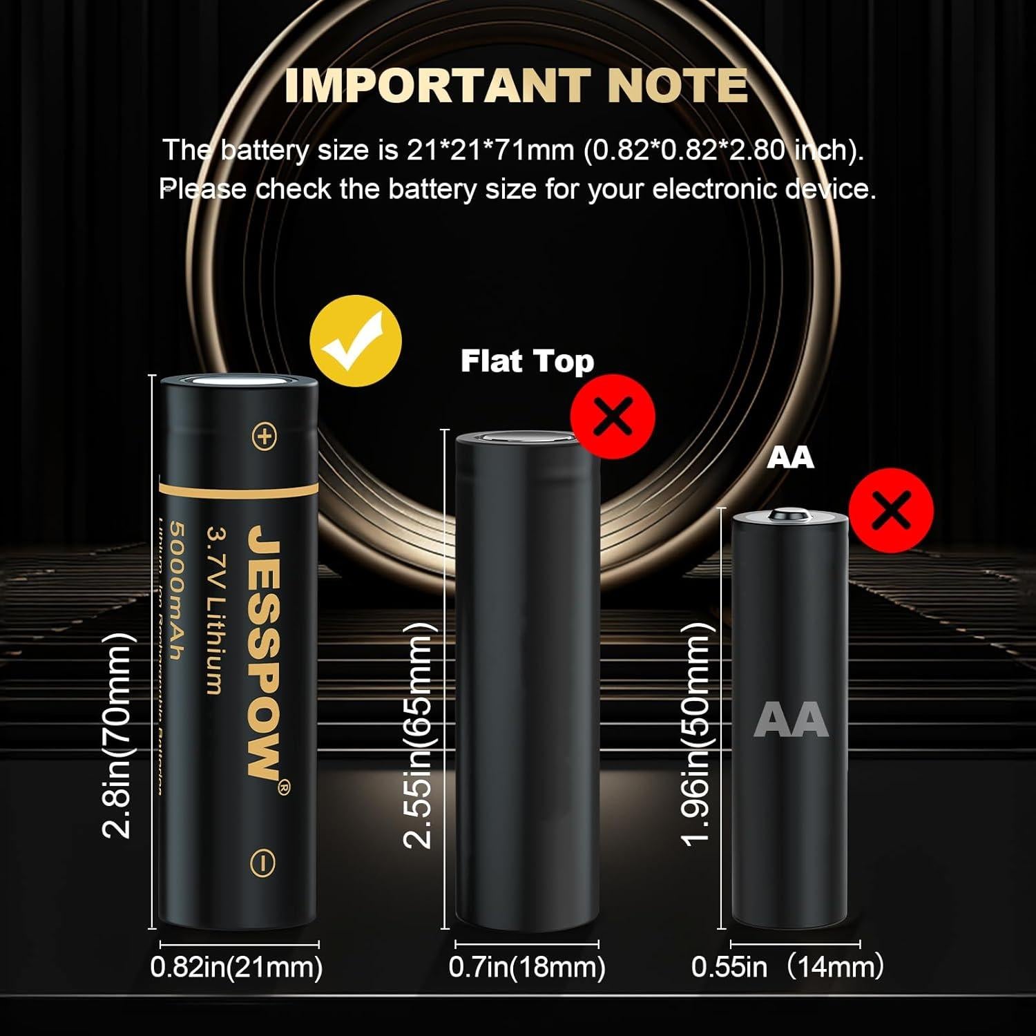 Batería recargable 21700 JESSPOW 3.7V 5000mAh 2 unidades
