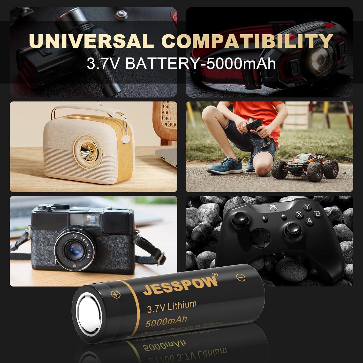 Batería recargable 21700 JESSPOW 3.7V 5000mAh 2 unidades