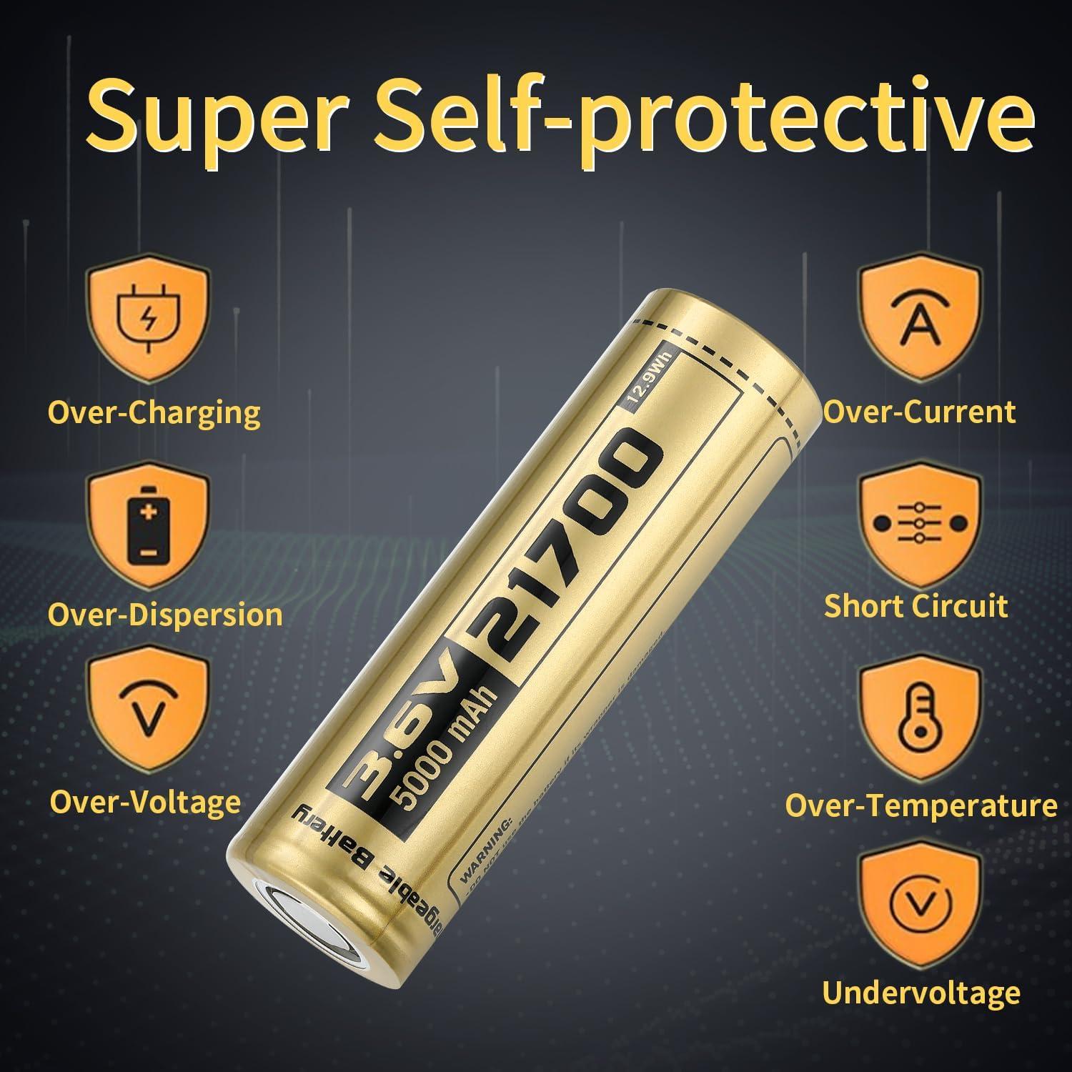 Batería recargable EcoSolutions 21700 5000mAh 3.6V - 2 unidades