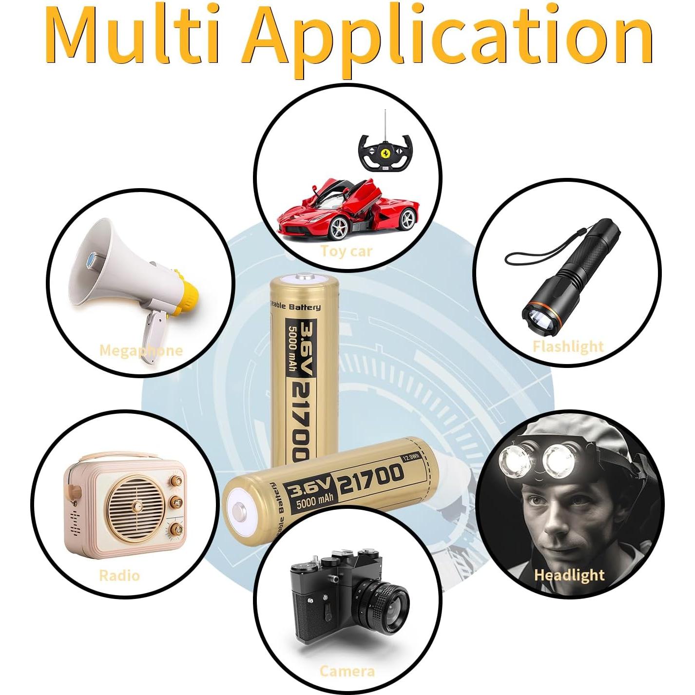 Juego de 2 Baterías Recargables 21700 EcoSolutions 5000mAh 3.6V