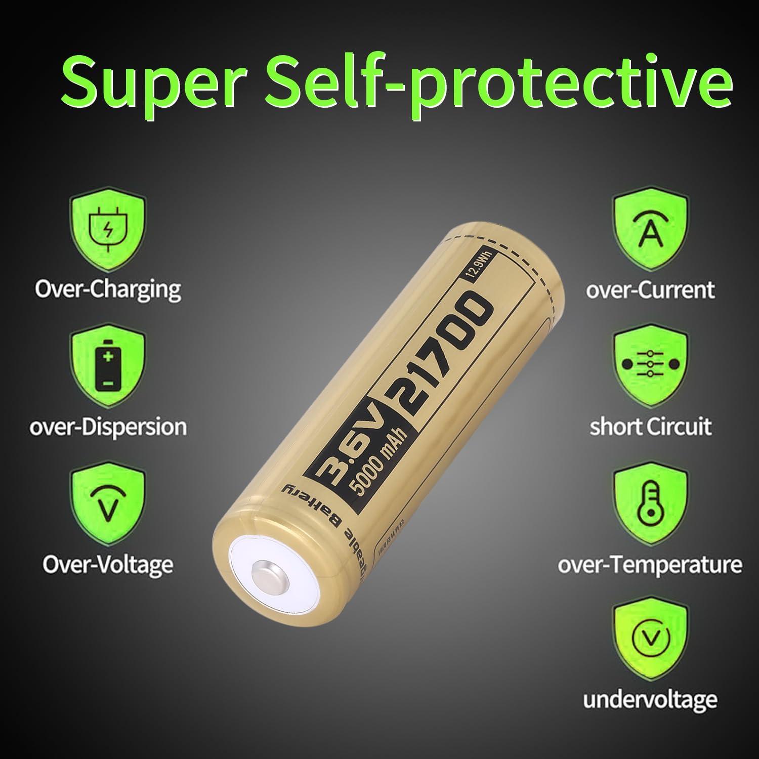 Juego de 2 Baterías Recargables 21700 EcoSolutions 5000mAh 3.6V