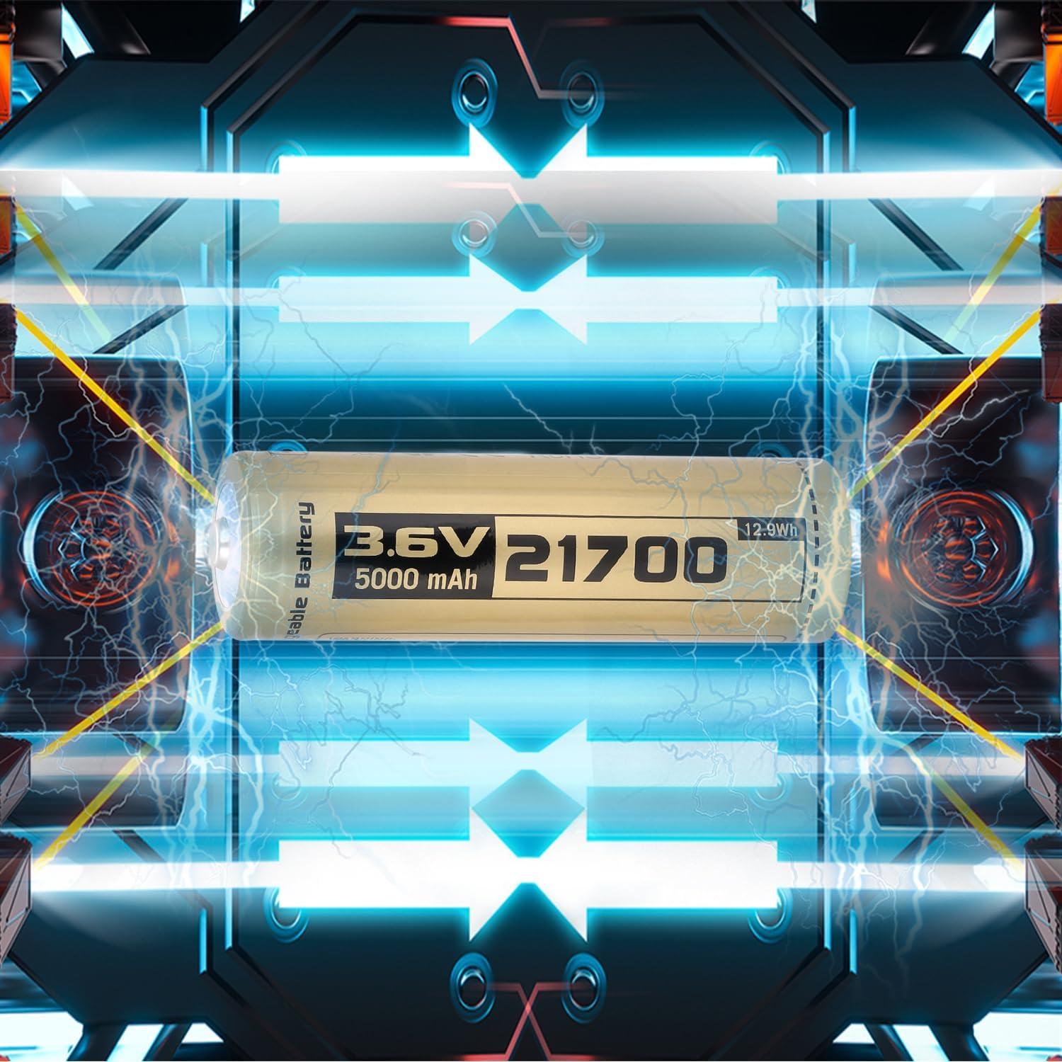 Juego de 2 Baterías Recargables 21700 EcoSolutions 5000mAh 3.6V