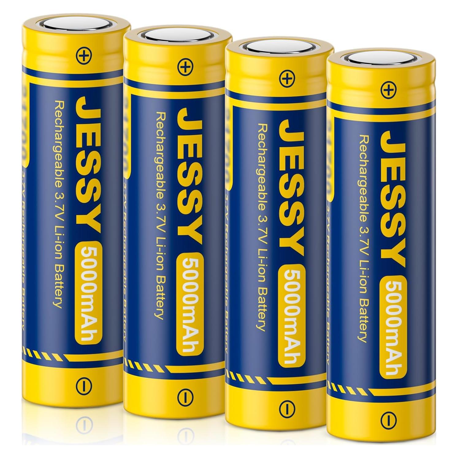 Batería Recargable JESSY 3.7V 5000mAh para Linternas y Faros (Paquete de 4)