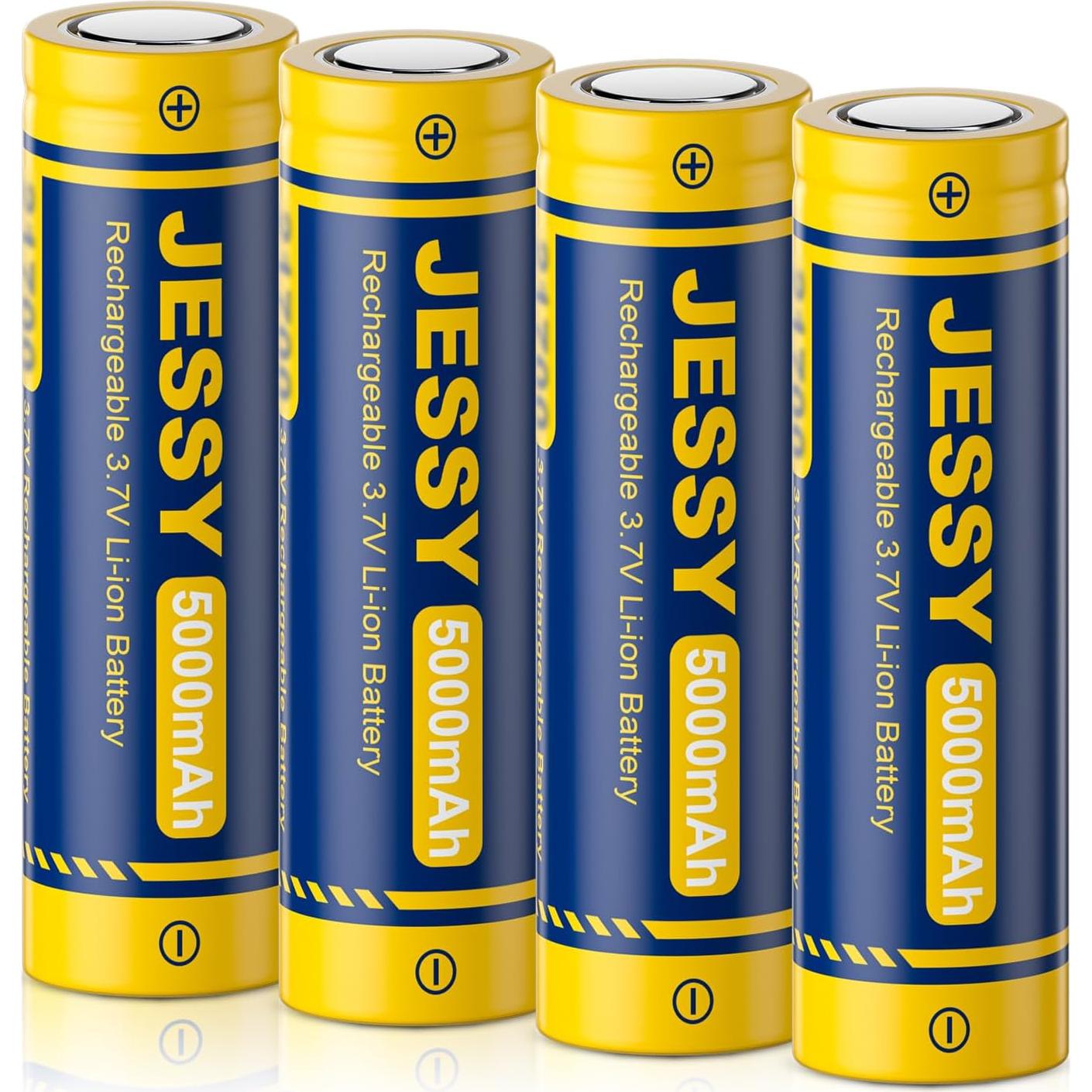 Batería Recargable JESSY 3.7V 5000mAh para Linternas y Faros (Paquete de 4)