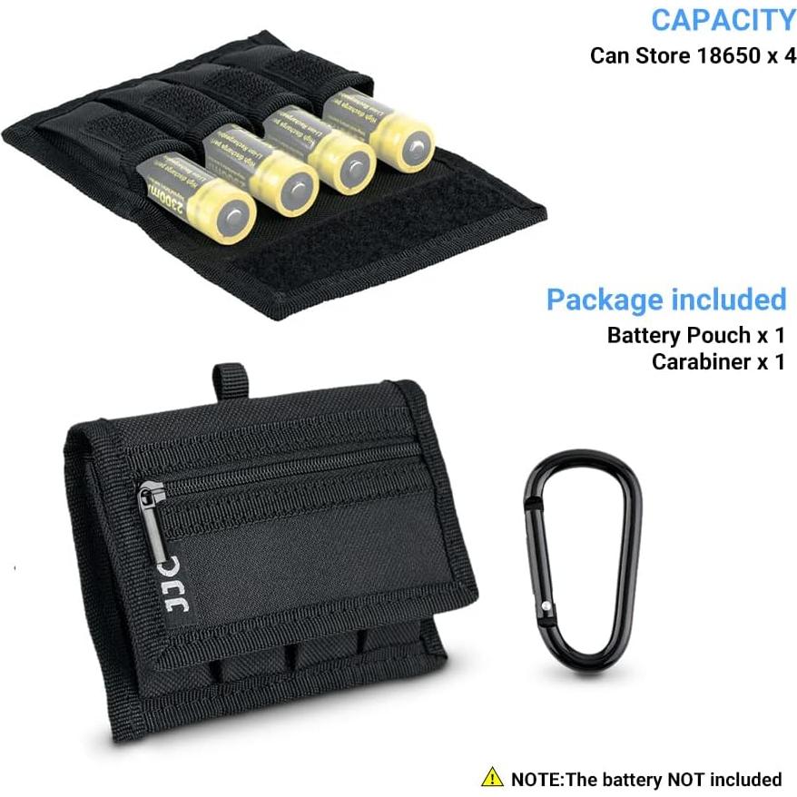 Funda de Batería JJC para 4 Baterías 18650 Negra con Cremallera