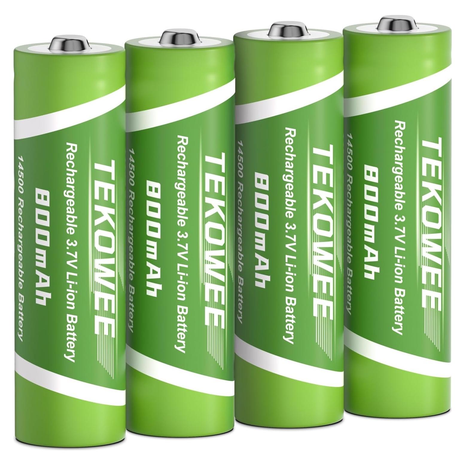 Paquete de 4 Baterías Recargables TEKOWEE 3.7V 800mAh