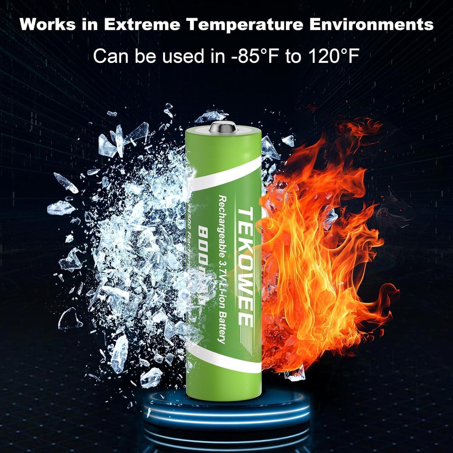 Paquete de 4 Baterías Recargables TEKOWEE 3.7V 800mAh