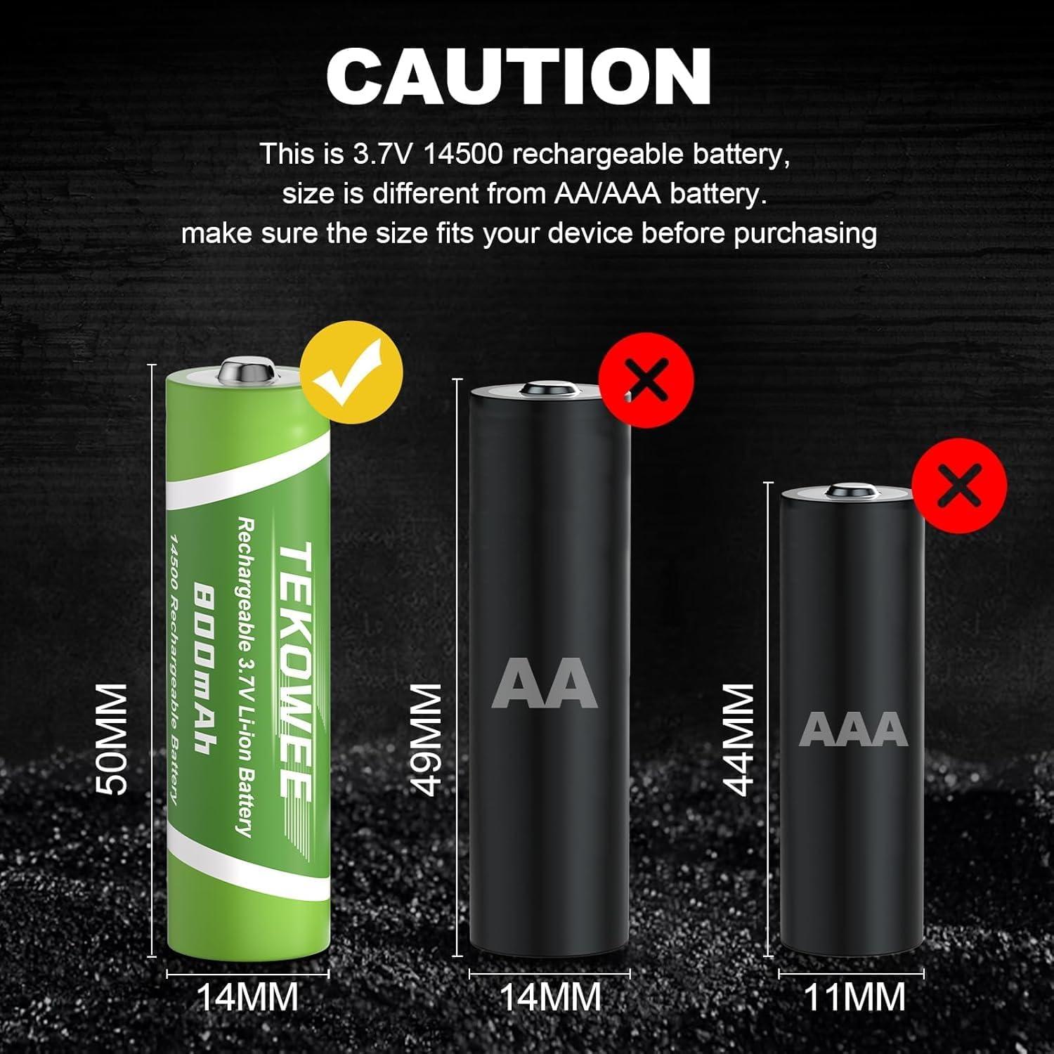 Paquete de 4 Baterías Recargables TEKOWEE 3.7V 800mAh