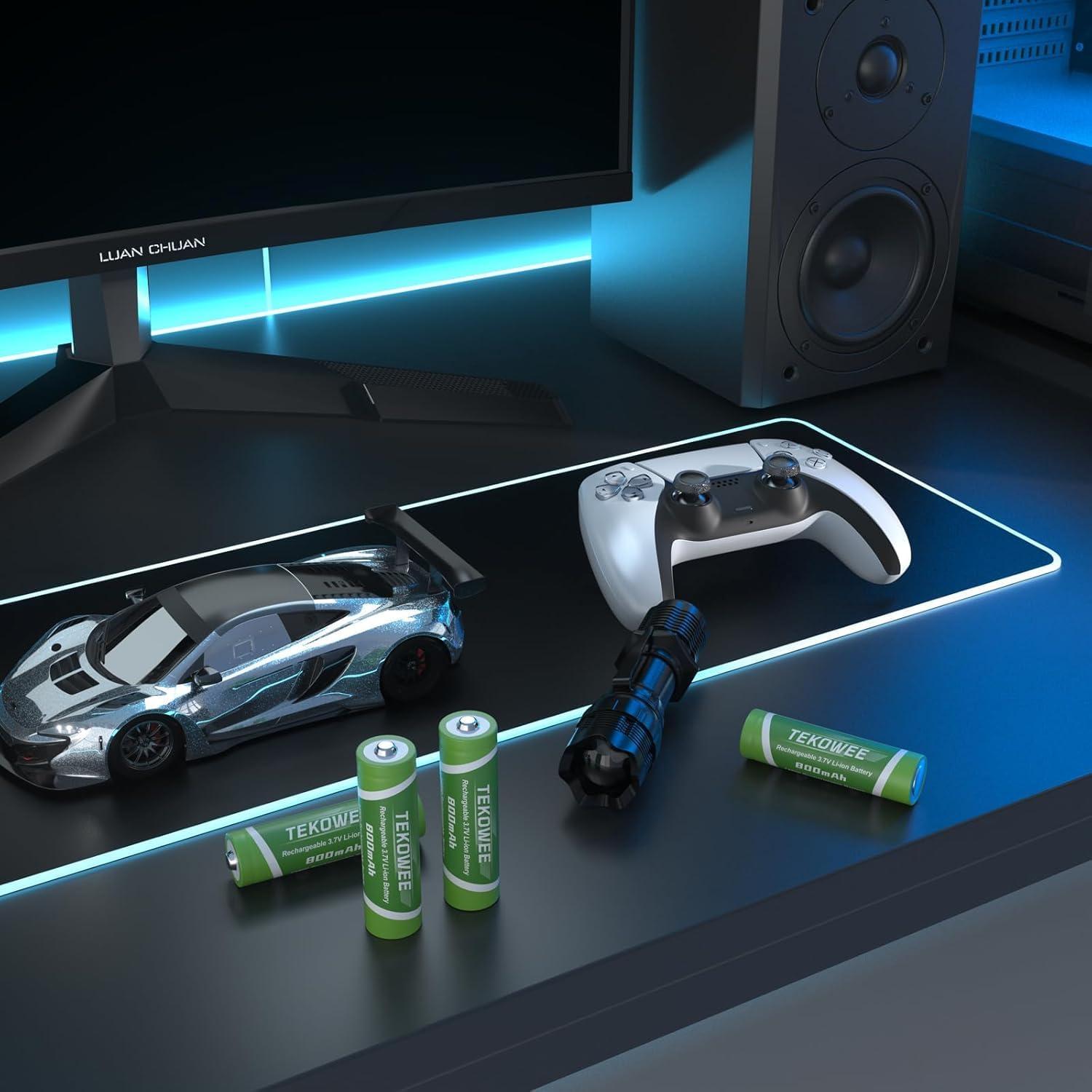 Paquete de 4 Baterías Recargables TEKOWEE 3.7V 800mAh