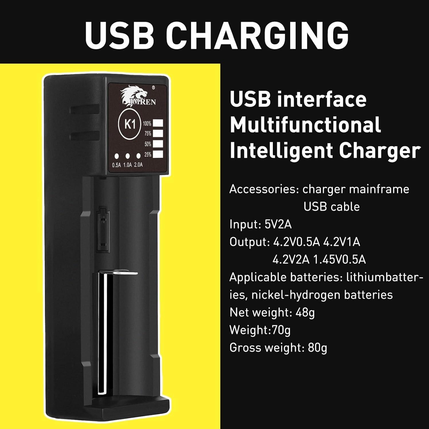 Cargador de Batería Li-ion Bangde K1 18650 21700 2A