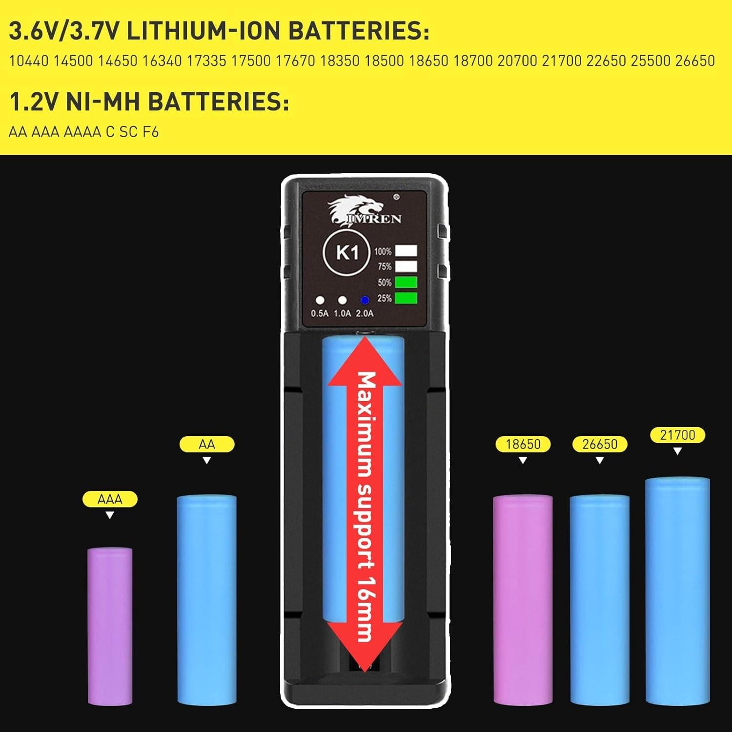 Cargador de Batería Li-ion Bangde K1 18650 21700 2A