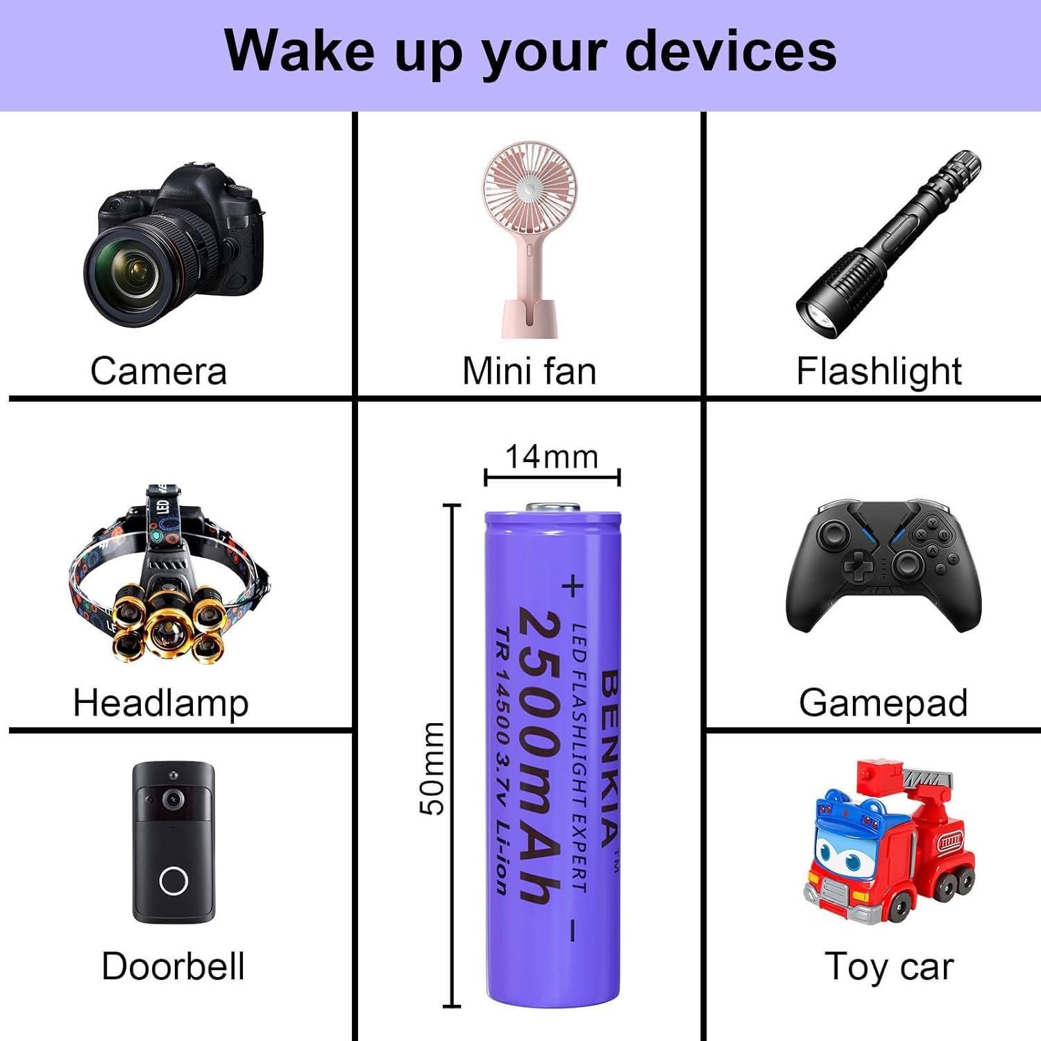 Batería Recargable 14500 2500mAh 3.7V Bocai Tech - Paquete de 4