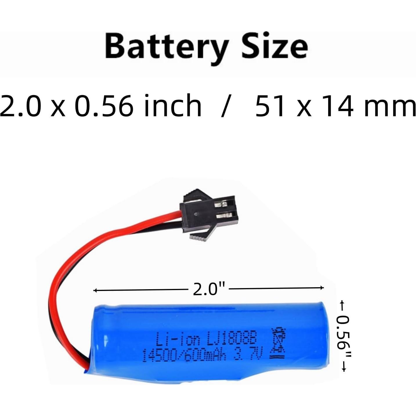 Paquete de 2 Baterías Recargables 3.7V 600mAh Li-ion para RC