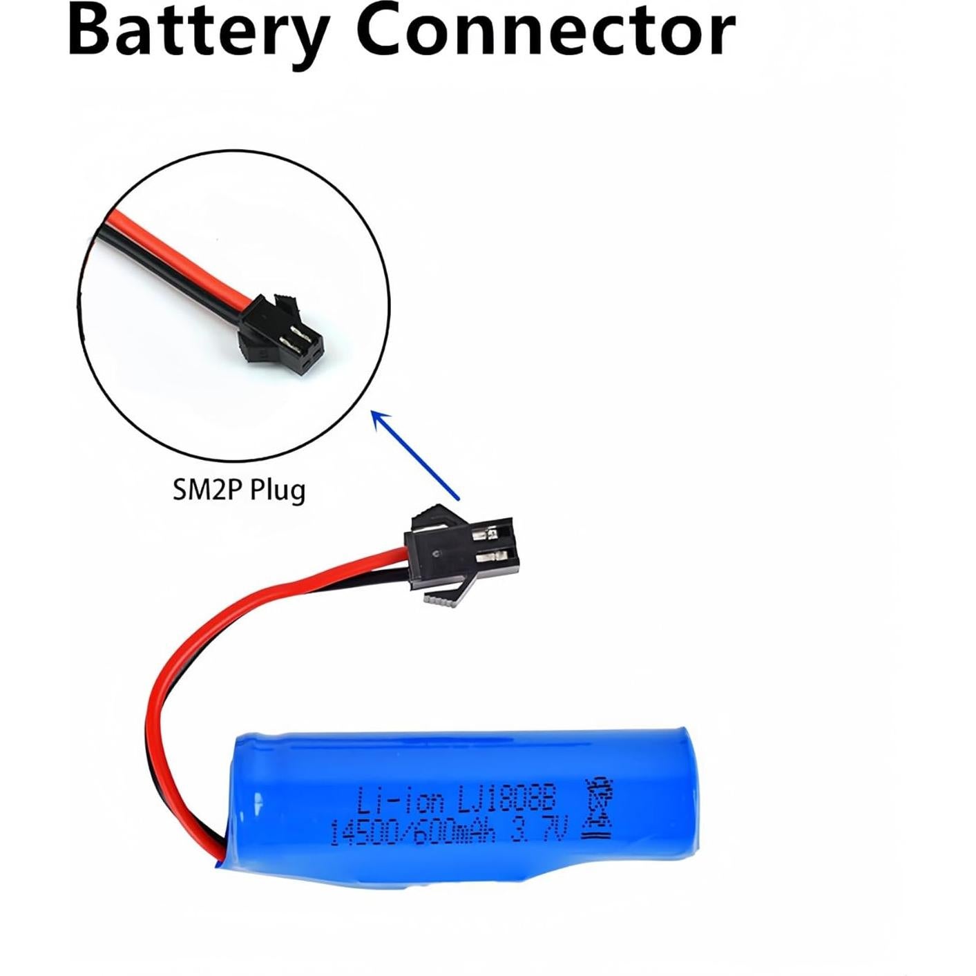 Paquete de 2 Baterías Recargables 3.7V 600mAh Li-ion para RC