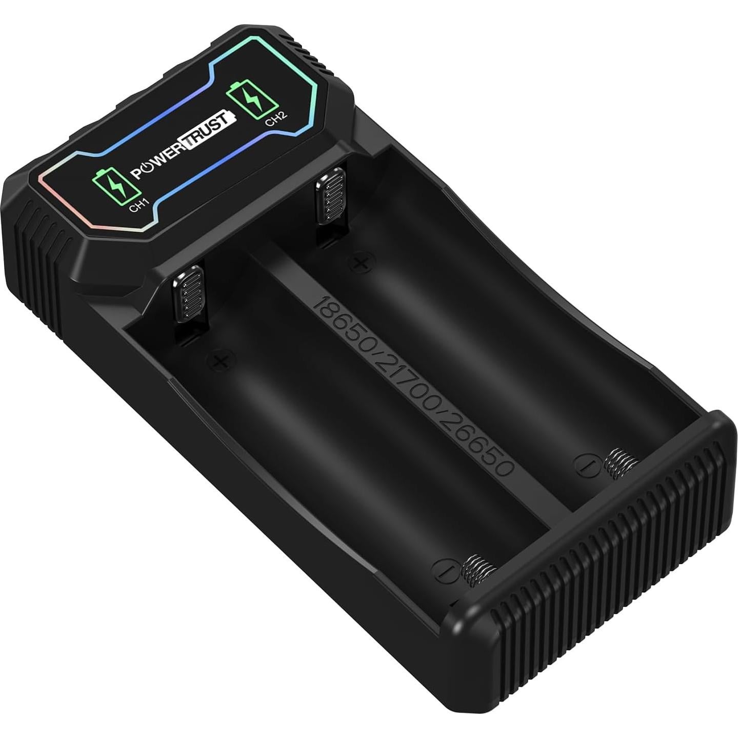Cargador de Batería Dual USB-C PowerTrust 21700 18650 26650