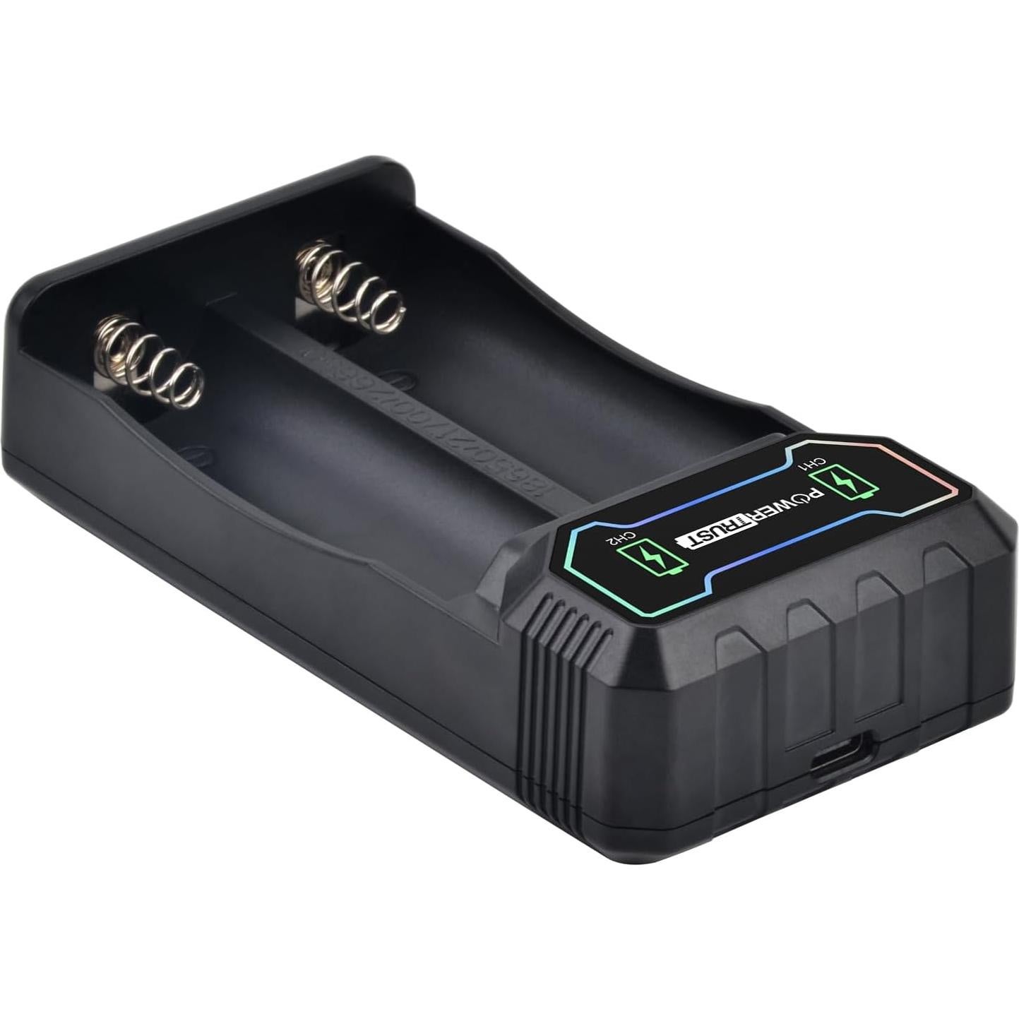 Cargador de Batería Dual USB-C PowerTrust 21700 18650 26650