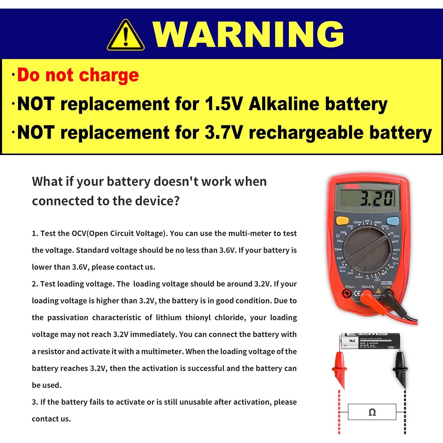 Baterías de Litio EEMB ER14505 3.6V 2700mAh AA - 4 Pack
