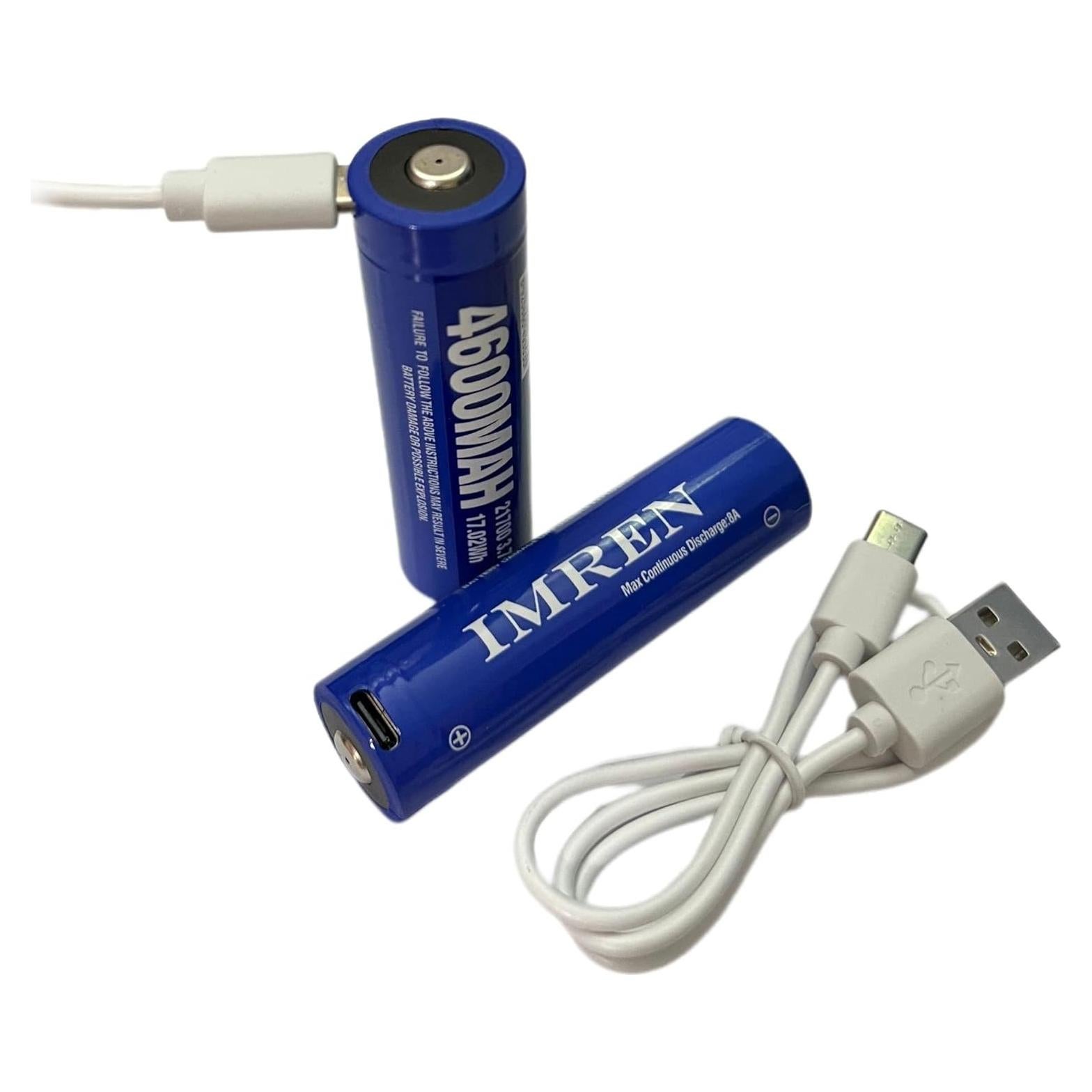 Cargador USB Tipo C IMREN 4600mAh Batería 3.7V 2 Pcs