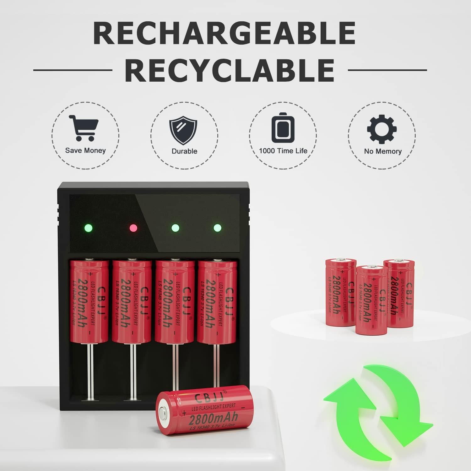 Batería Recargable Litio 3.7V 2800mAh CBJJ para Linterna