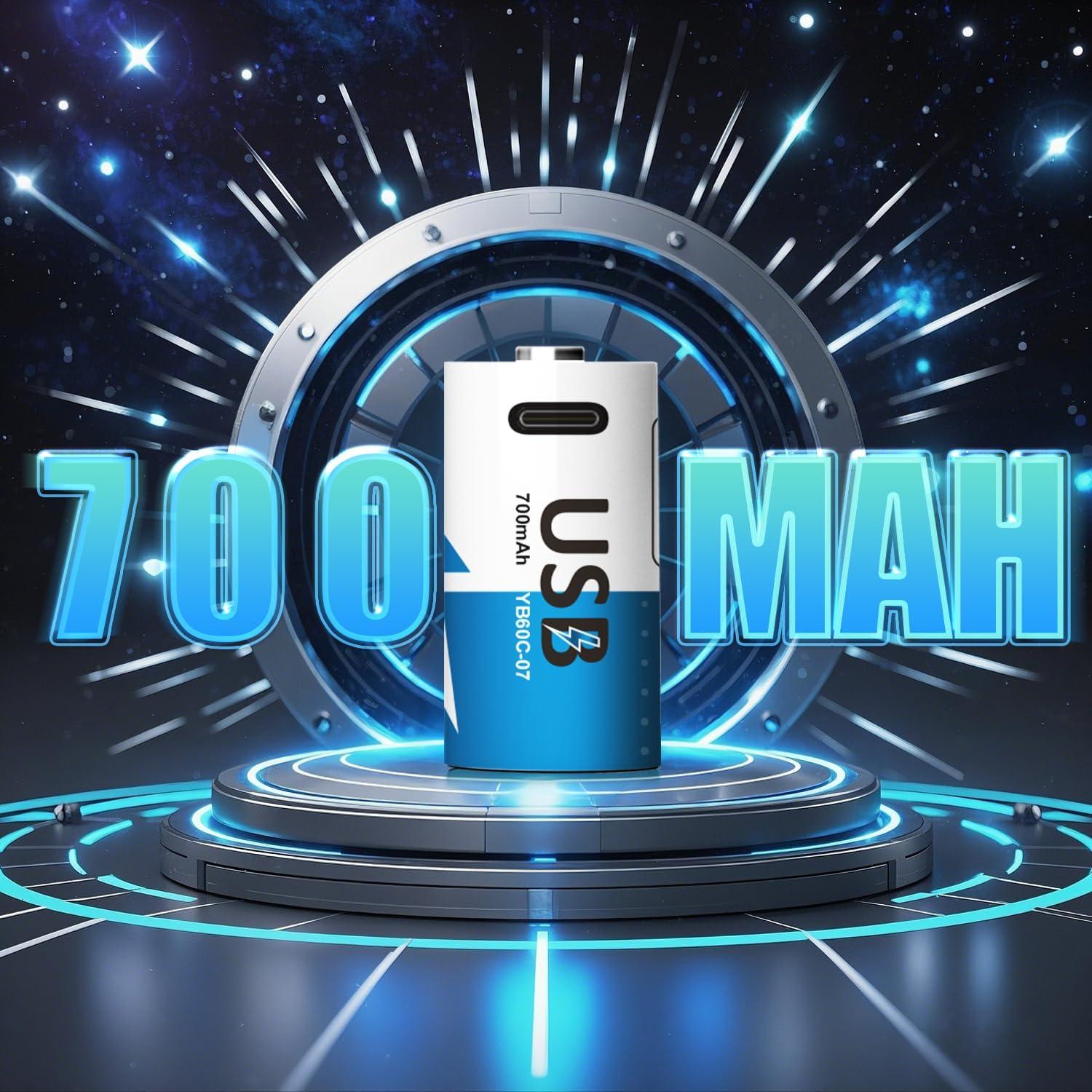 Baterías Recargables CR123A 700mAh Litio YUEBVIWIE - Paquete de 4