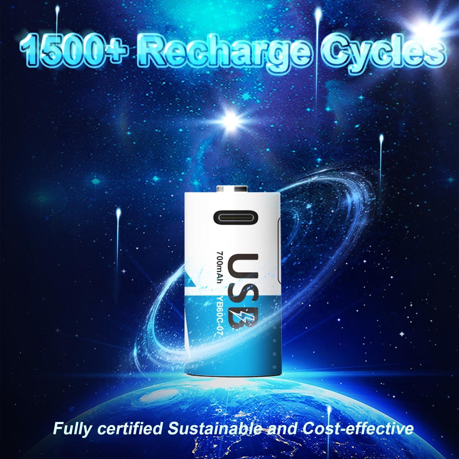 Baterías Recargables CR123A 700mAh Litio YUEBVIWIE - Paquete de 4