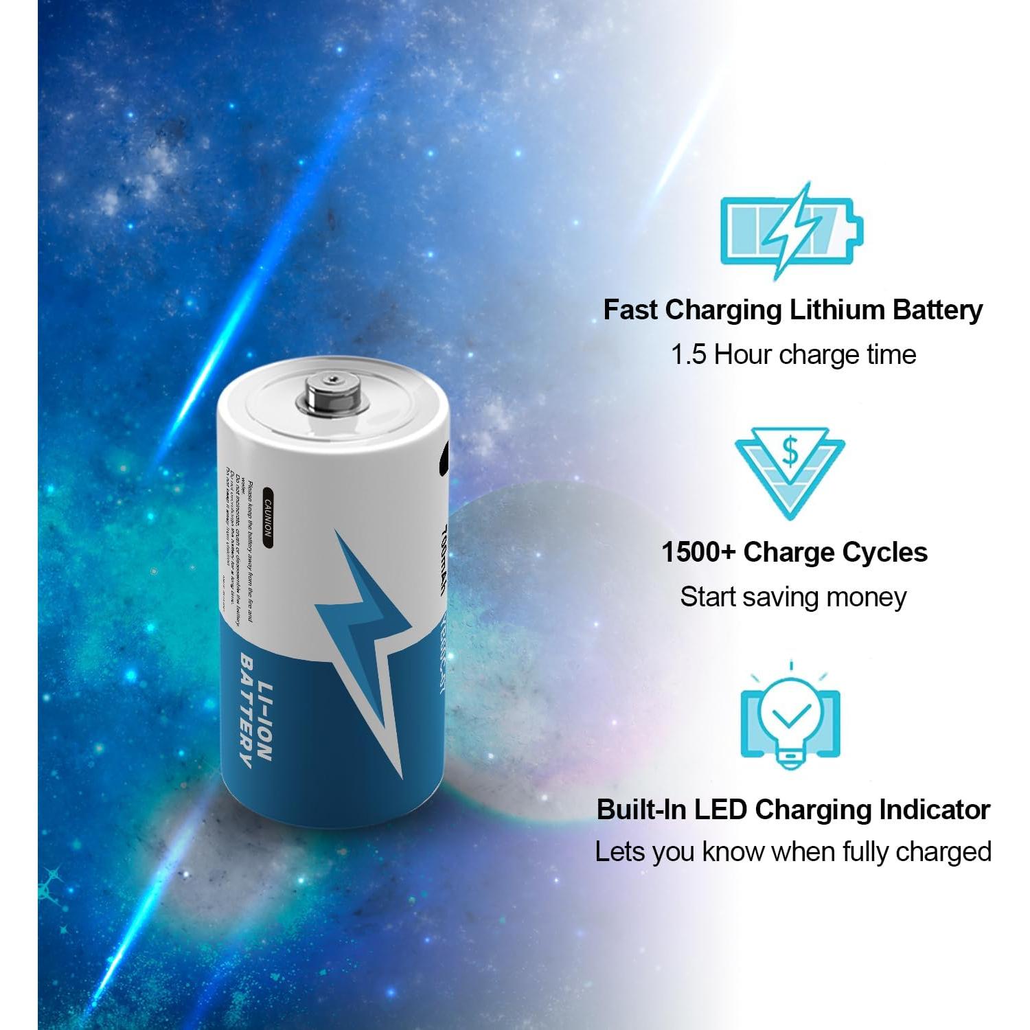 Baterías Recargables CR123A 700mAh Litio YUEBVIWIE - Paquete de 4