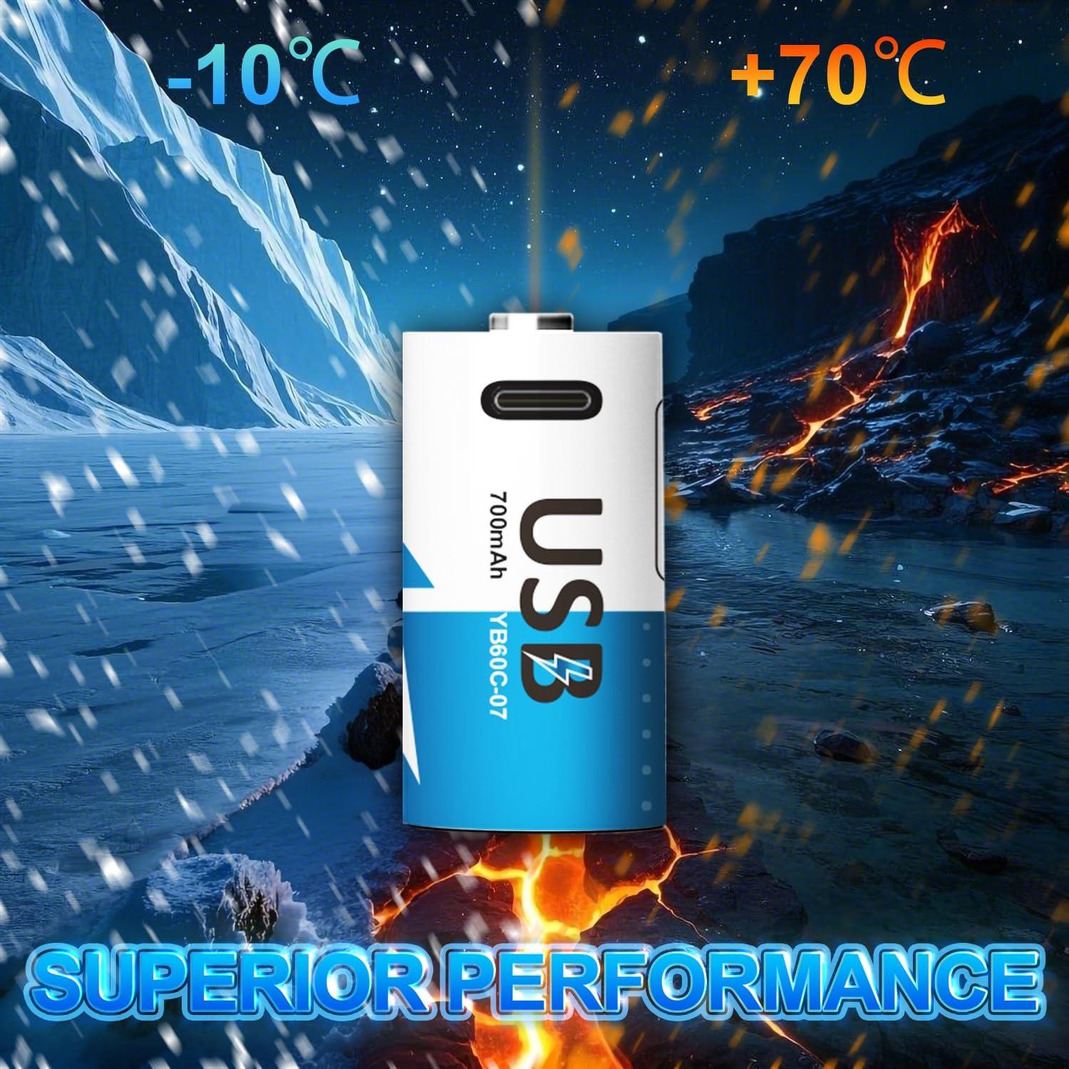 Baterías Recargables CR123A 700mAh Litio YUEBVIWIE - Paquete de 4